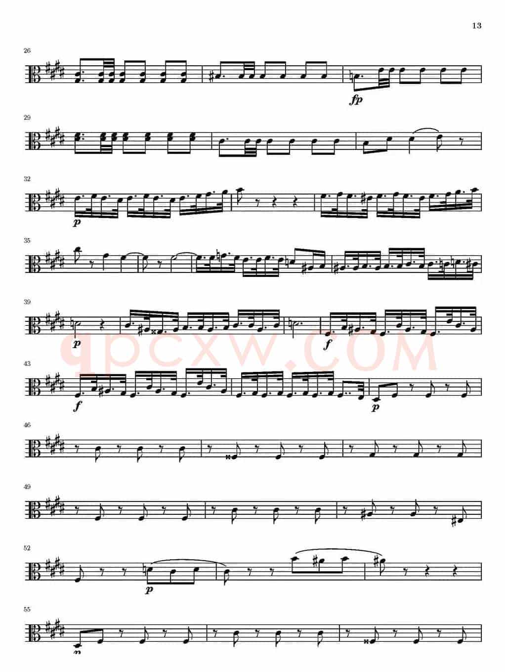 String Quartet nr.18 in E minor（E小调弦乐四重奏）（中提琴分谱）