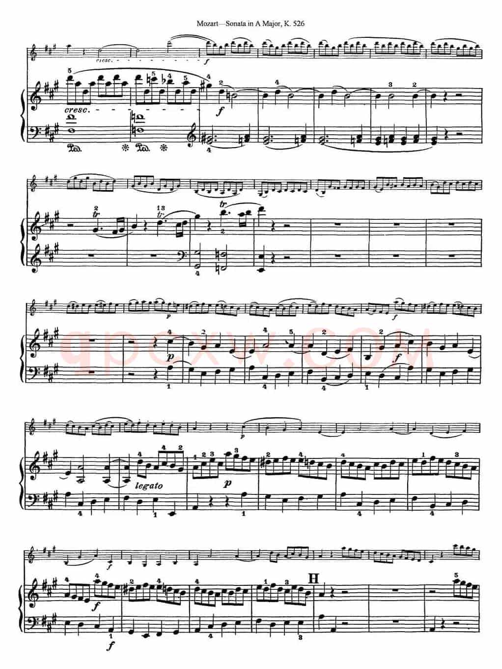 Violin Sonata in A Major K.526（小提琴+钢琴伴奏）