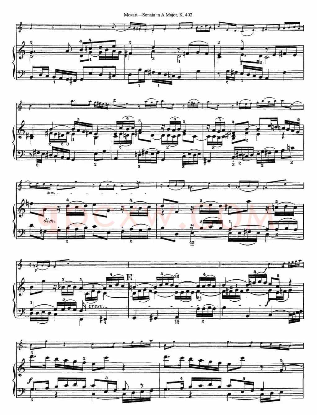 Violin Sonata in A Major K.402（小提琴+钢琴伴奏）