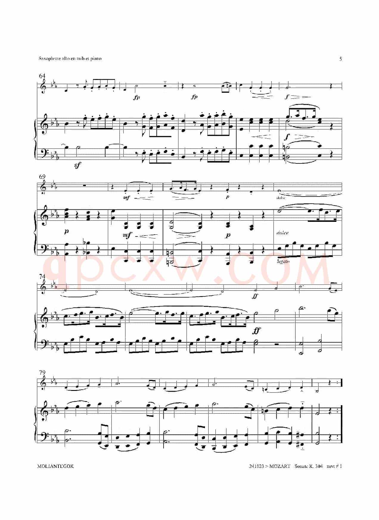 奏鸣曲 Op.304（中音萨克斯+钢琴伴奏）
