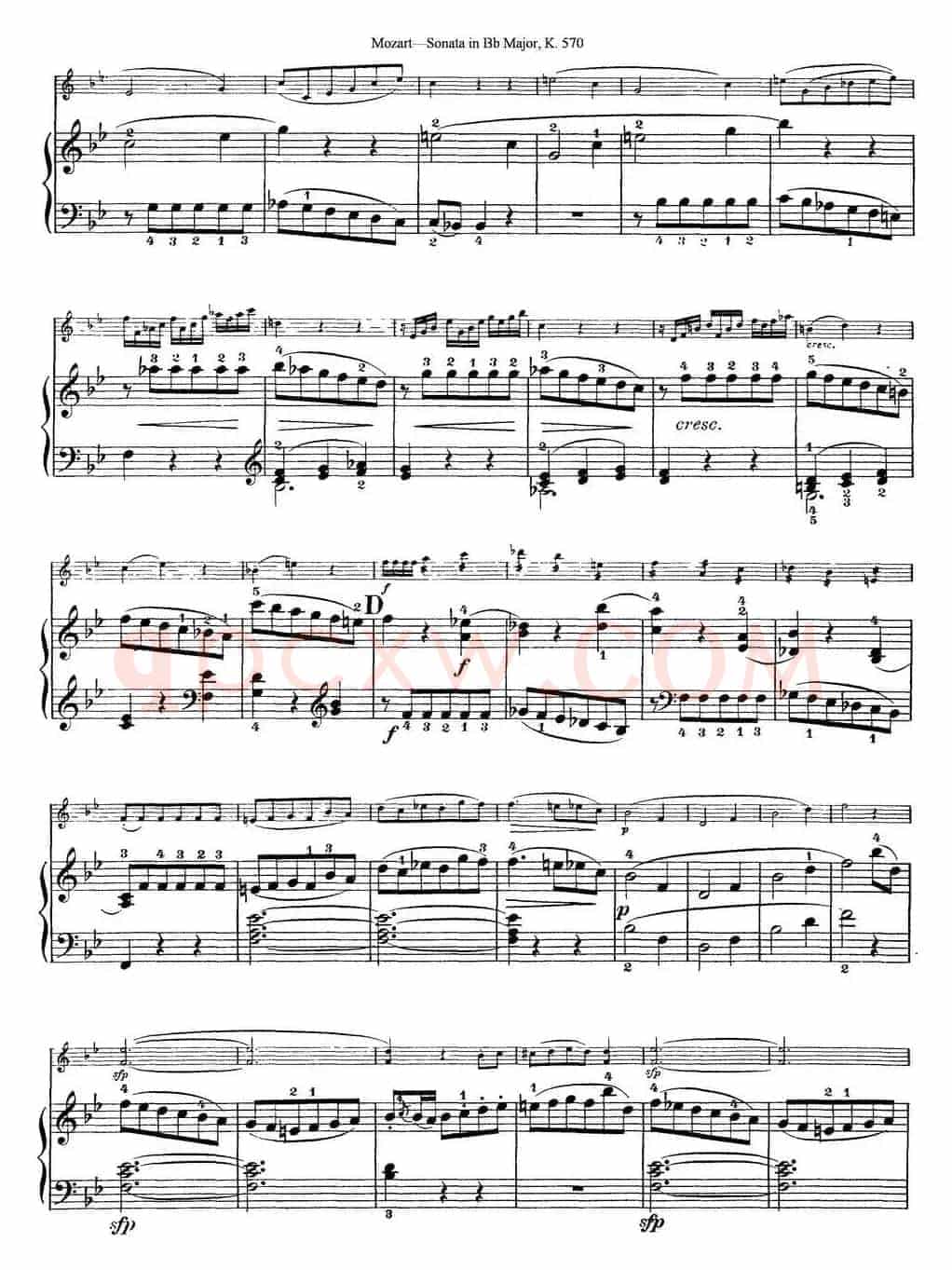 Violin Sonata in Bb Major K.570（小提琴+钢琴伴奏）