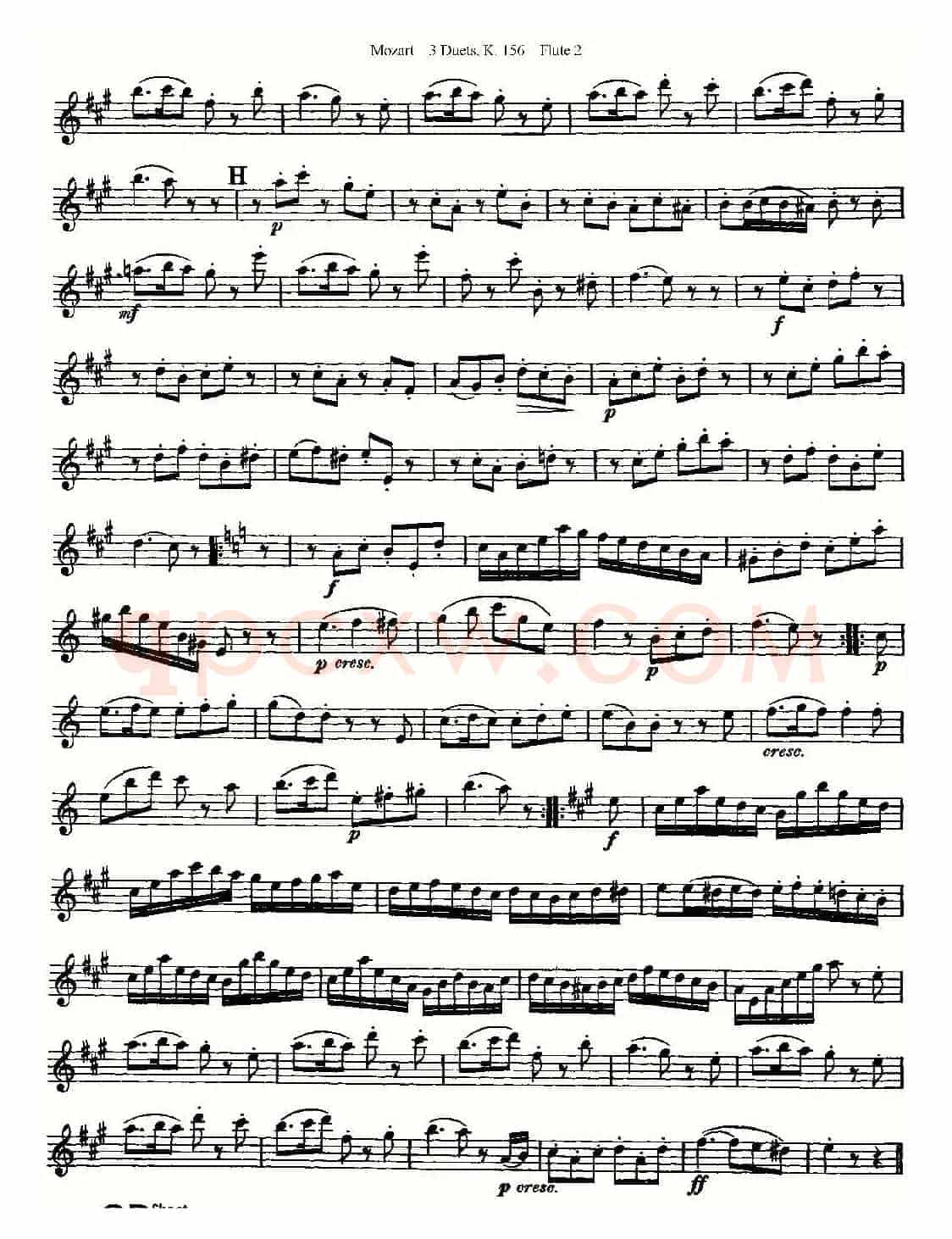 3 Duets K.156 之第二长笛（二重奏三首 K156号）