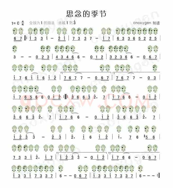 思念的季节（六孔陶笛谱）