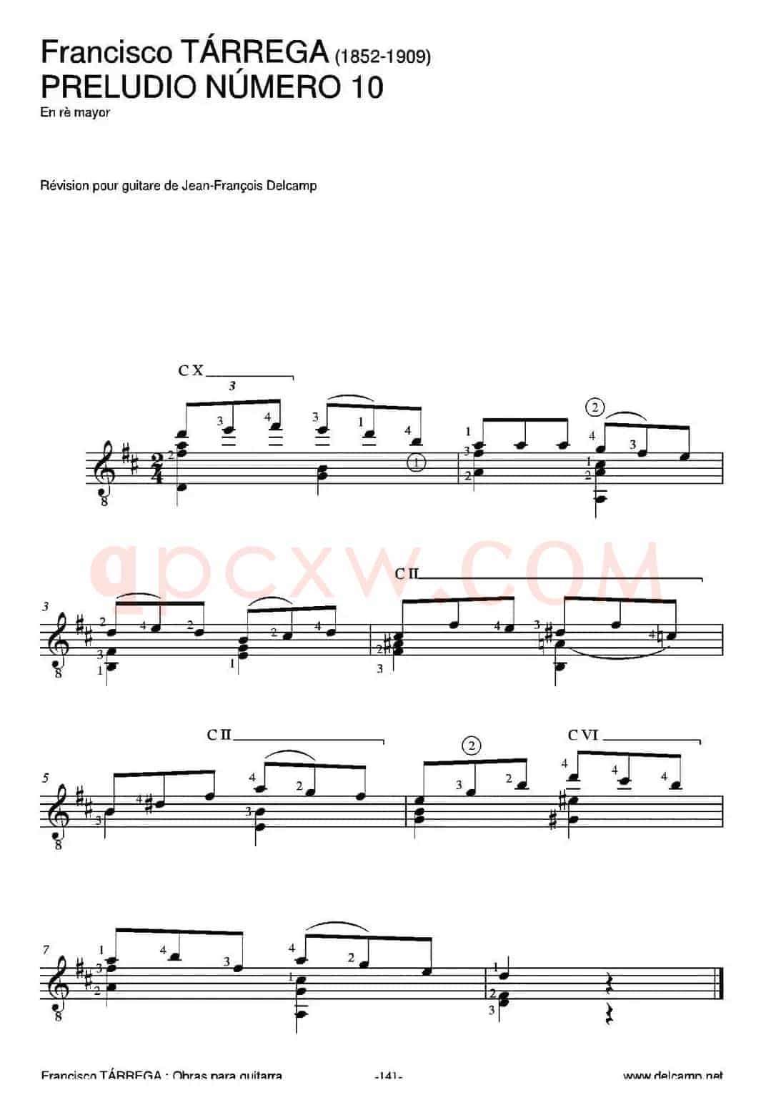 PRELUDIO NUMERO 10(En re mayor)(古典吉他)