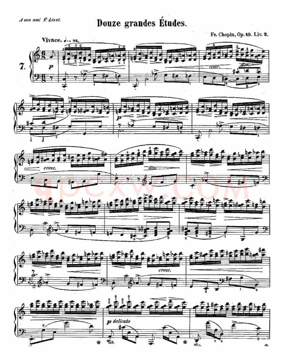 肖邦钢琴练习曲，Op.10之七