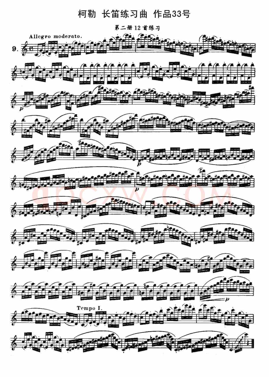 柯勒长笛练习曲作品33号(第二册)(9)