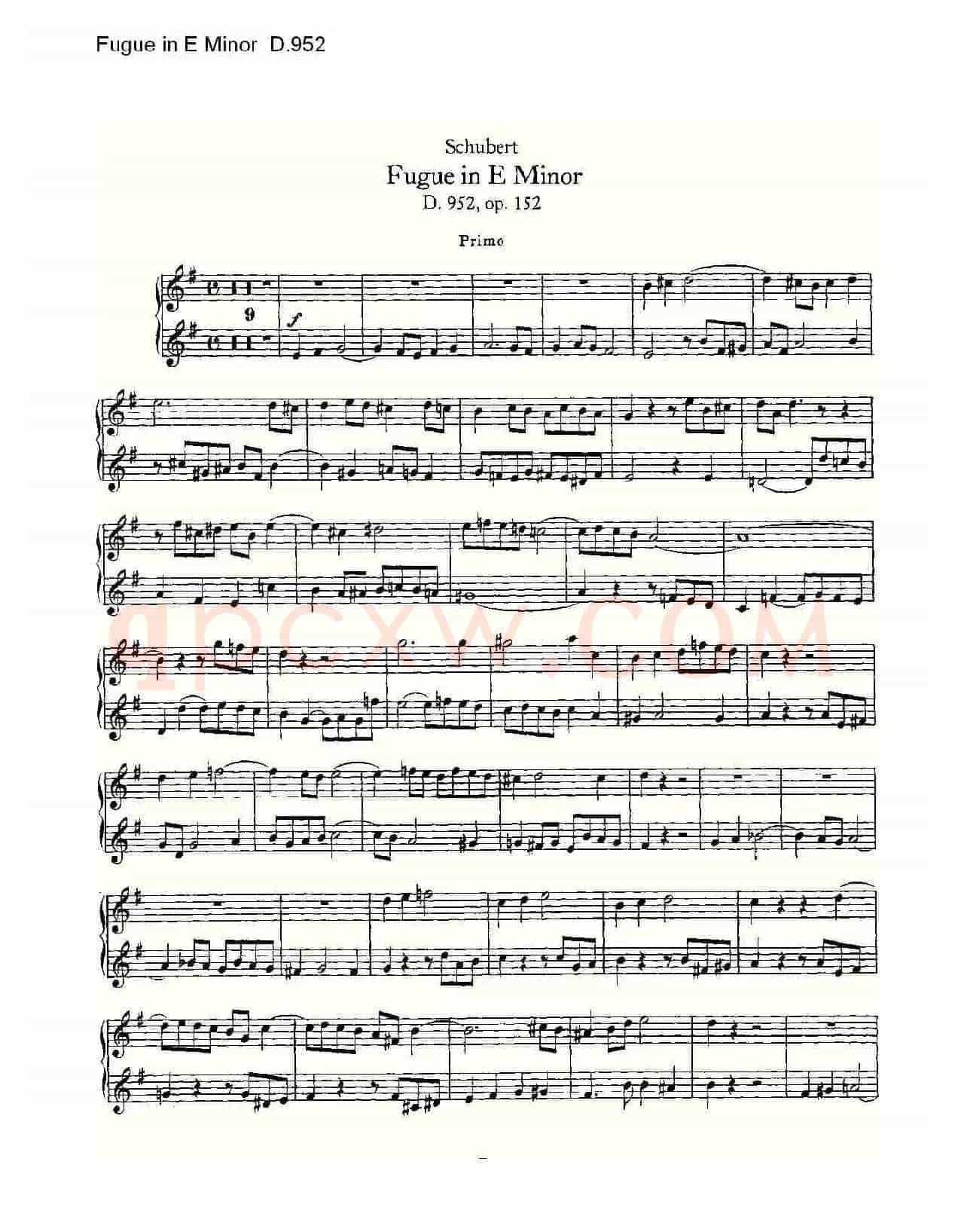 Fugue in E Minor D.952(E小调赋格曲 D.952)