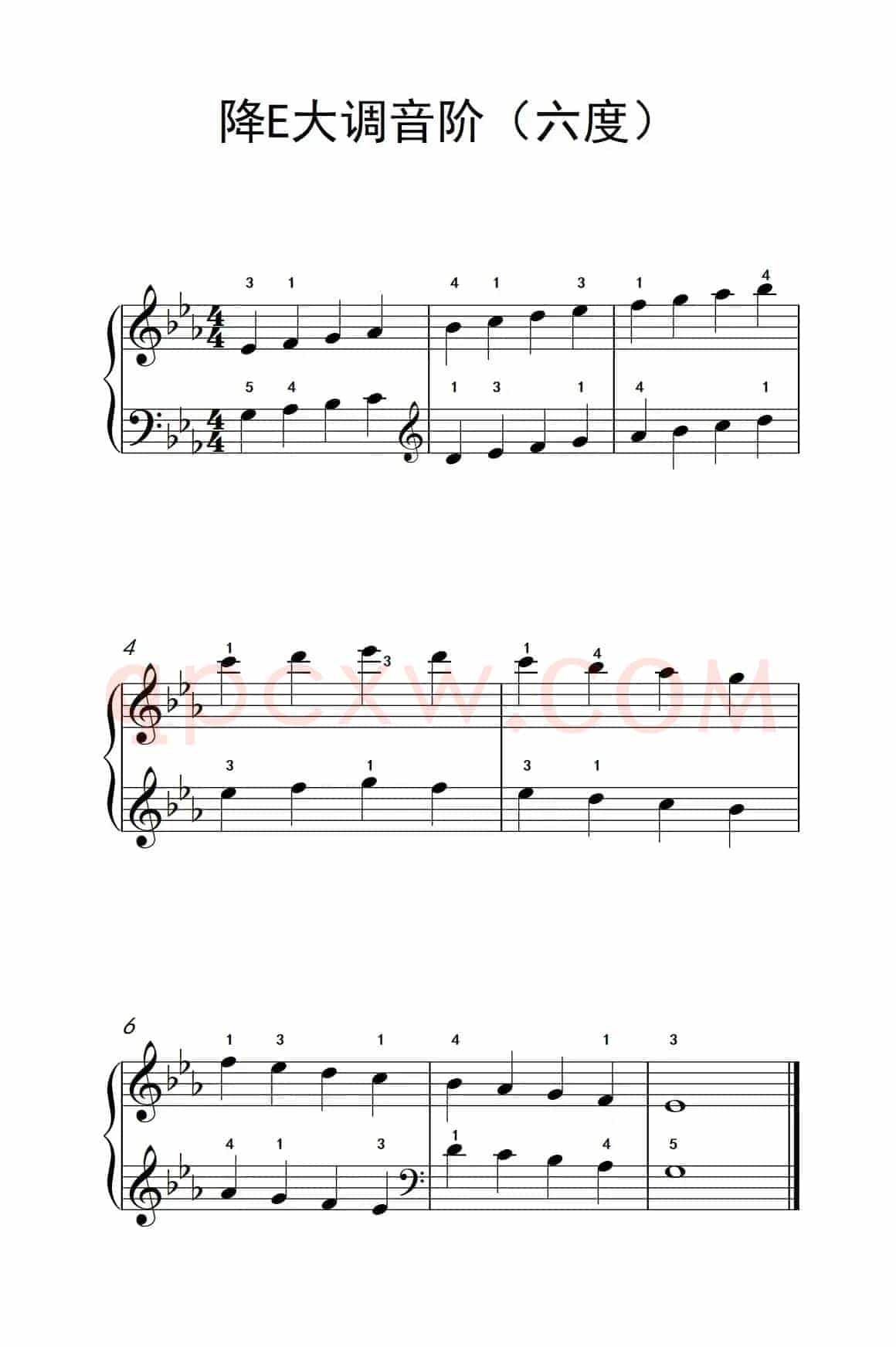 降E大调音阶（六度）（孩子们的钢琴音阶、和弦与琶音 2）