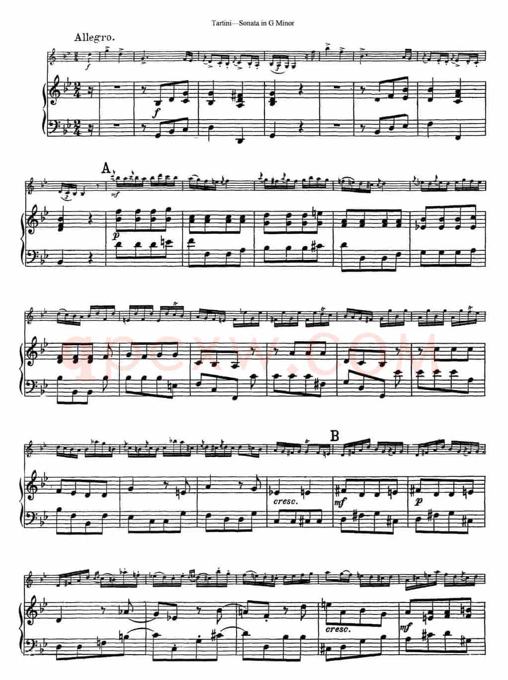 Violin Sonata in G Minor（The Devil's Trill）（小提琴+钢琴伴奏）