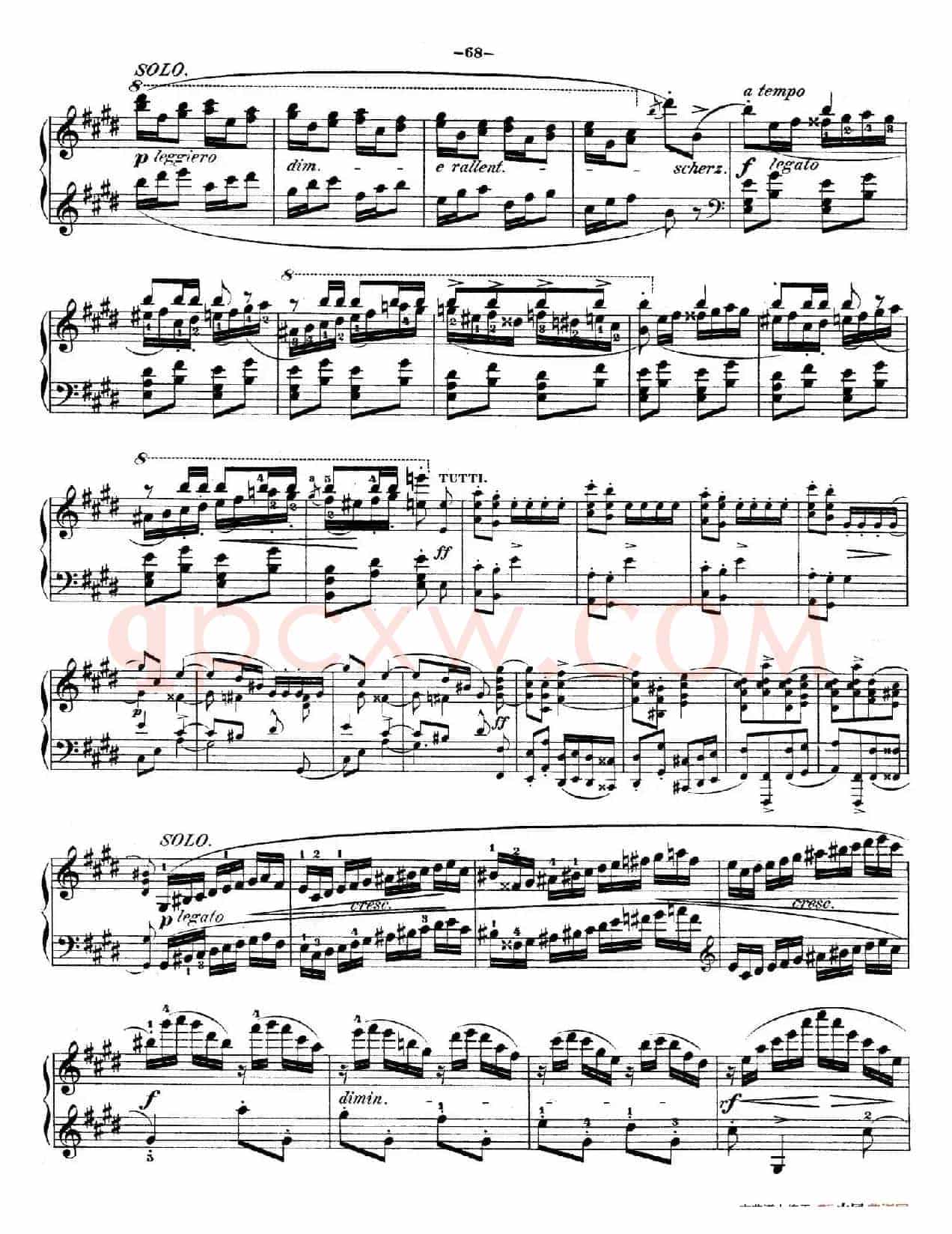e小调第一钢琴协奏曲 Op.11((钢琴独奏版·第三乐章)