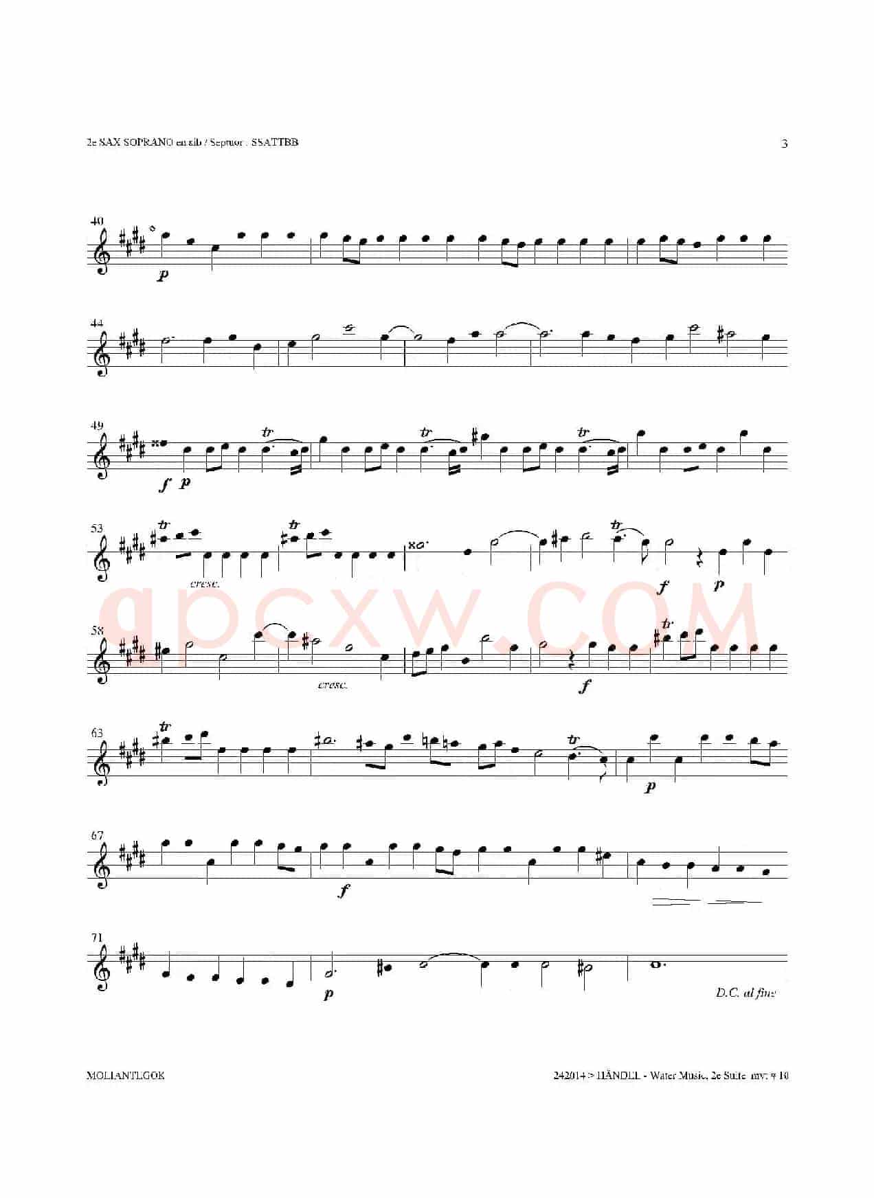Water Music（HWV.349 No.2）（第二高音萨克斯）