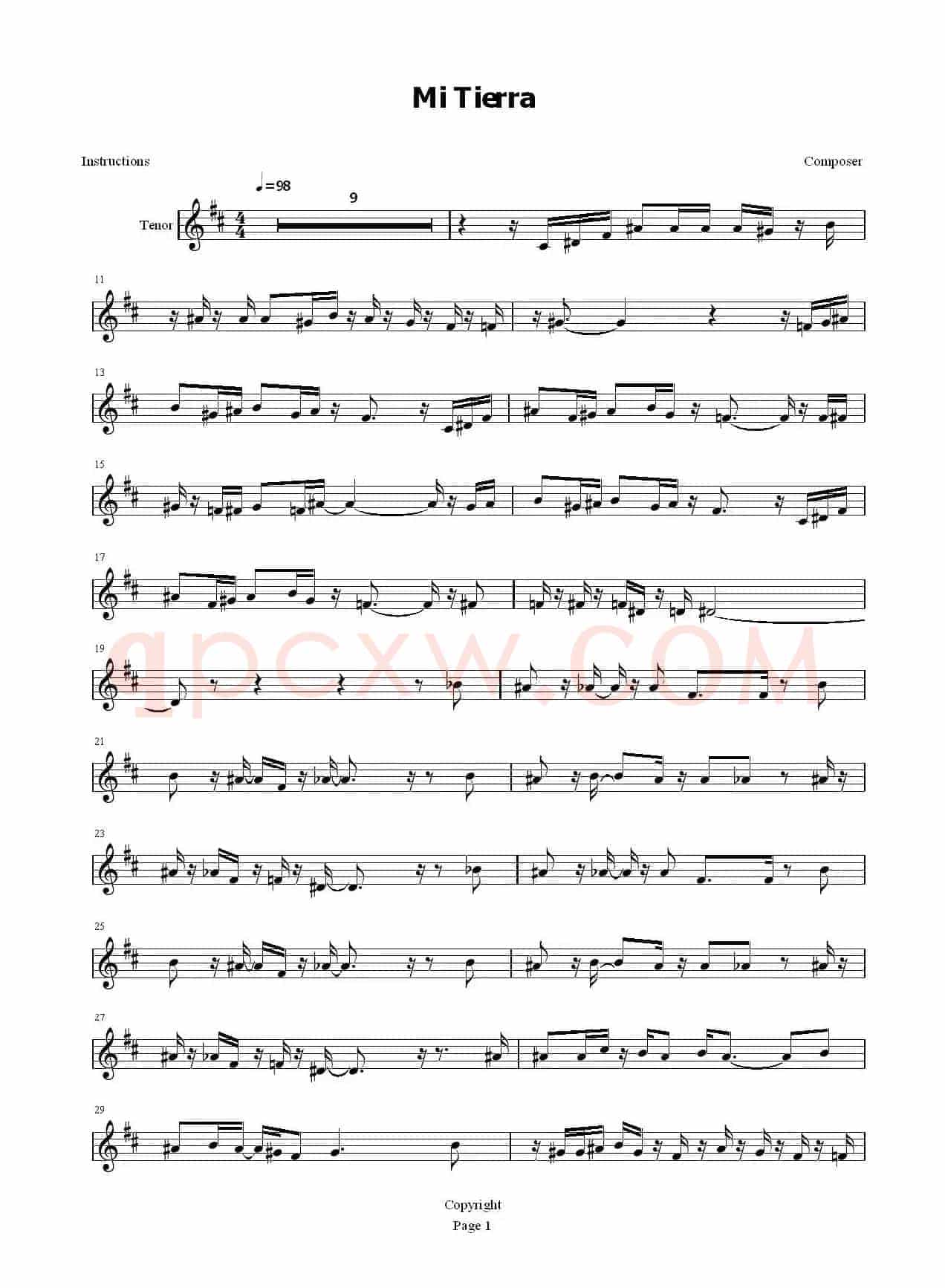 Mi Tierra(次中音)