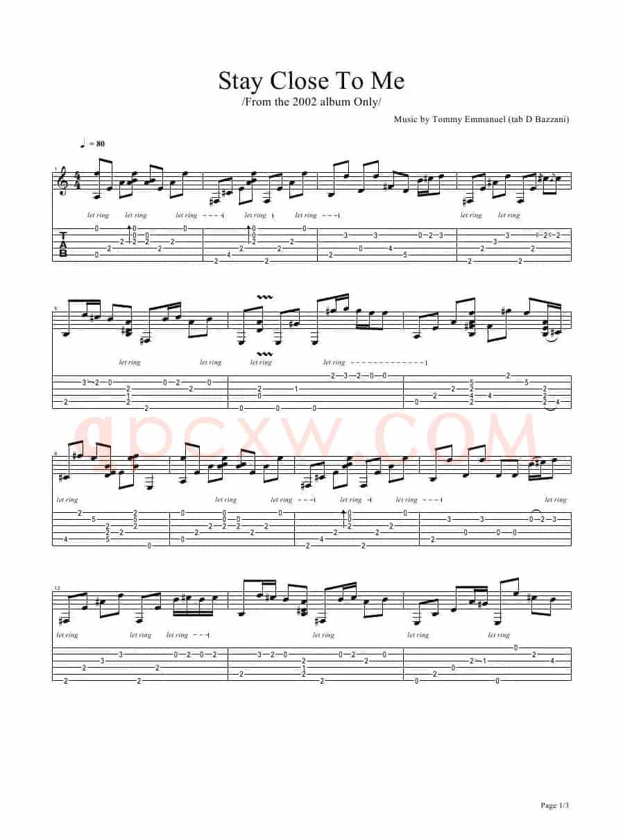 tommy emmanuel：stay close to me（指弹吉它）