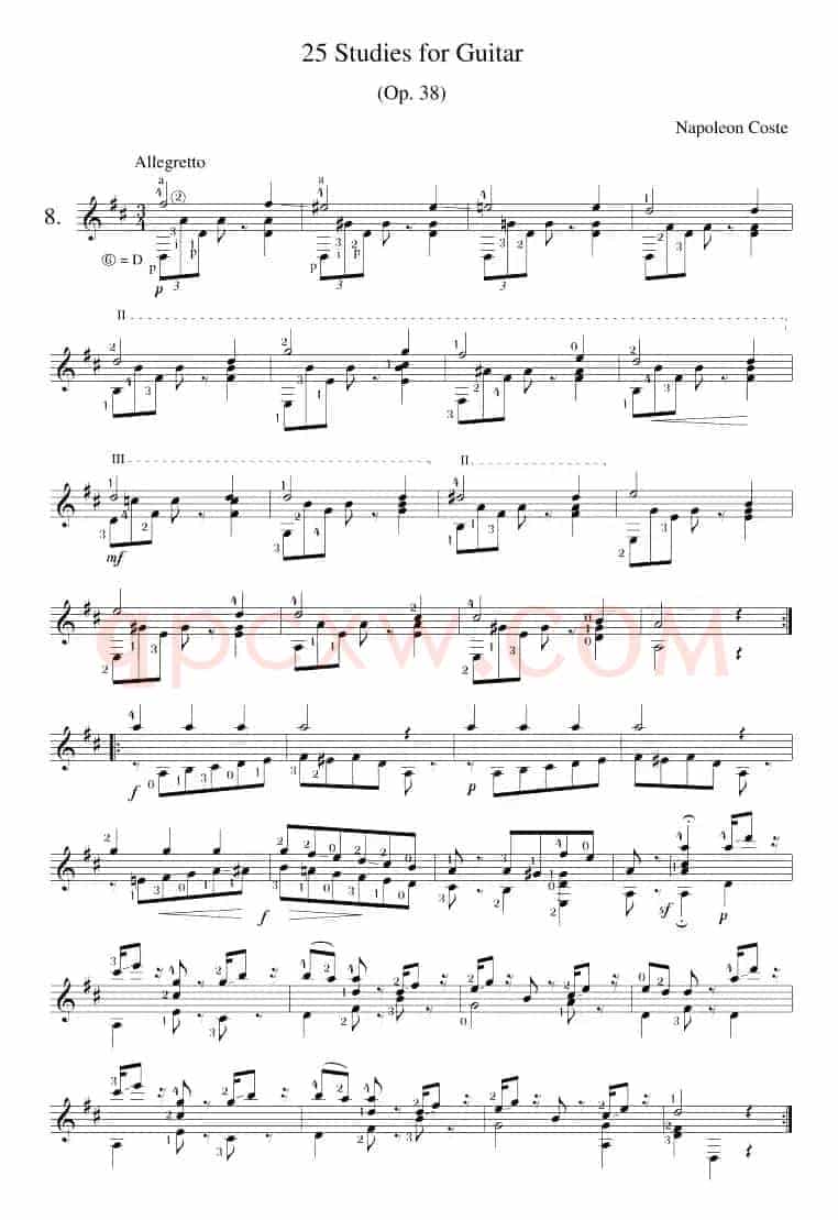 Napoleon Coste《25 Studies,Op.38》（STUDY 8）