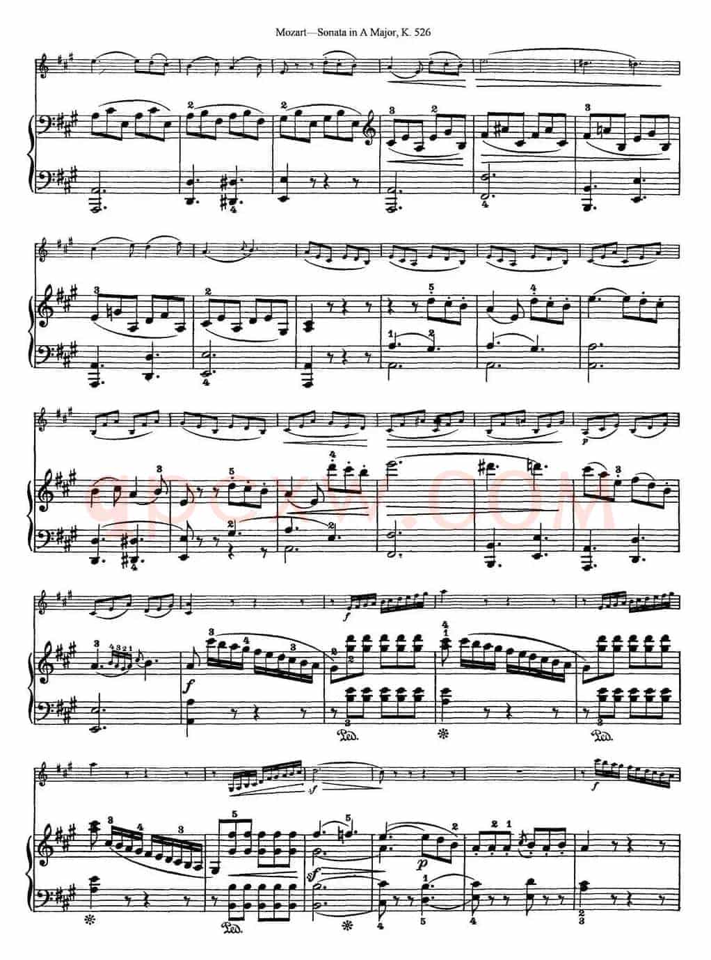 Violin Sonata in A Major K.526（小提琴+钢琴伴奏）