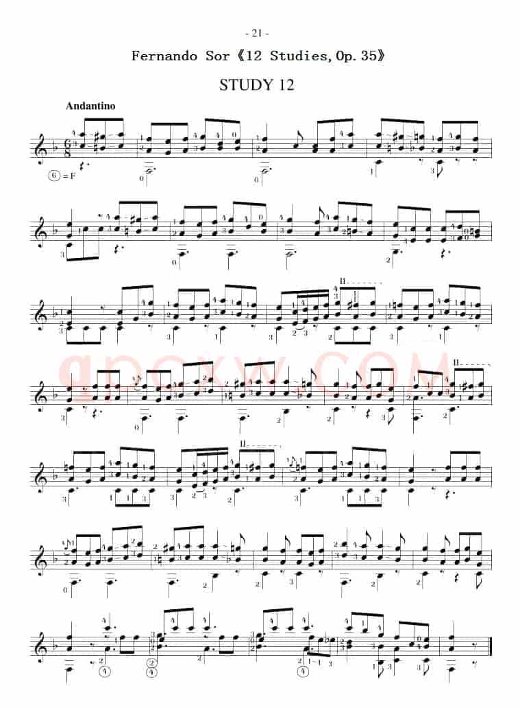 Fernando Sor《12 Studies,Op.35》（STUDY 12）