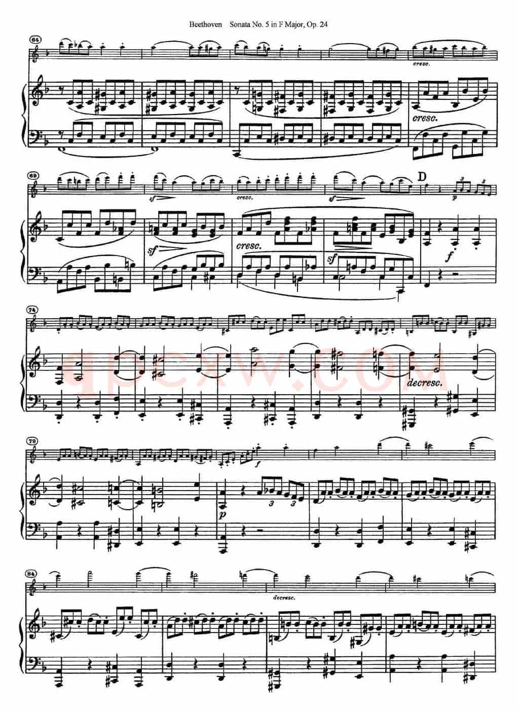 Violin Sonata No.5 in F Major Op.24（小提琴+钢琴伴奏）