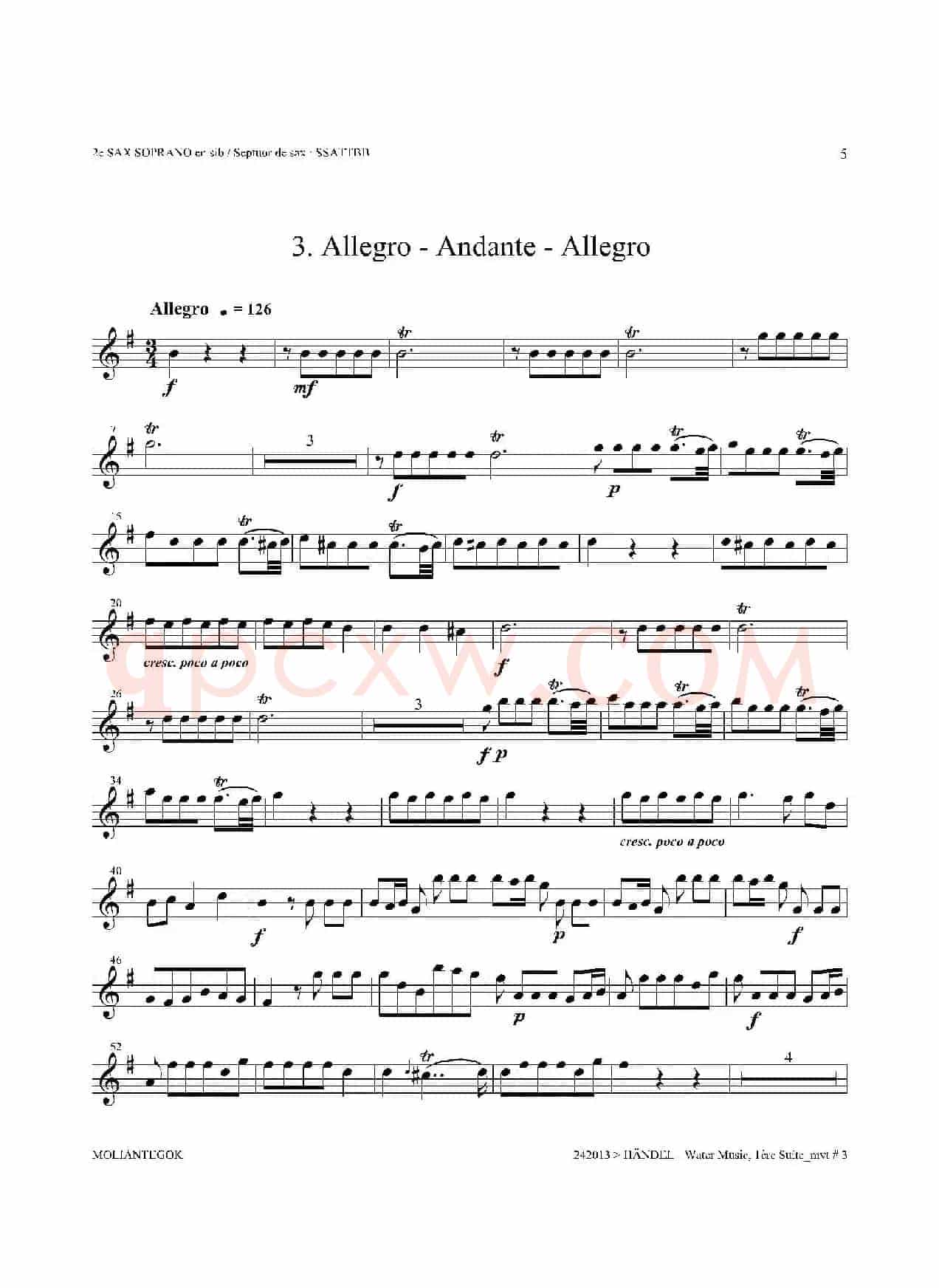 Water Music（HWV.348 No.1）（第二高音萨克斯）