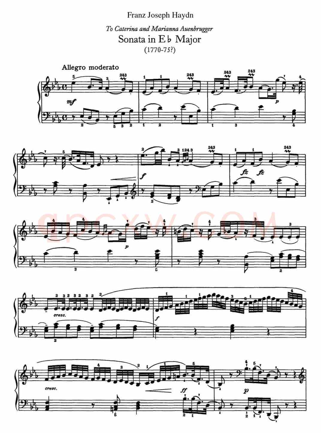 海顿 钢琴奏鸣曲 Hob XVI 38 in E-flat major