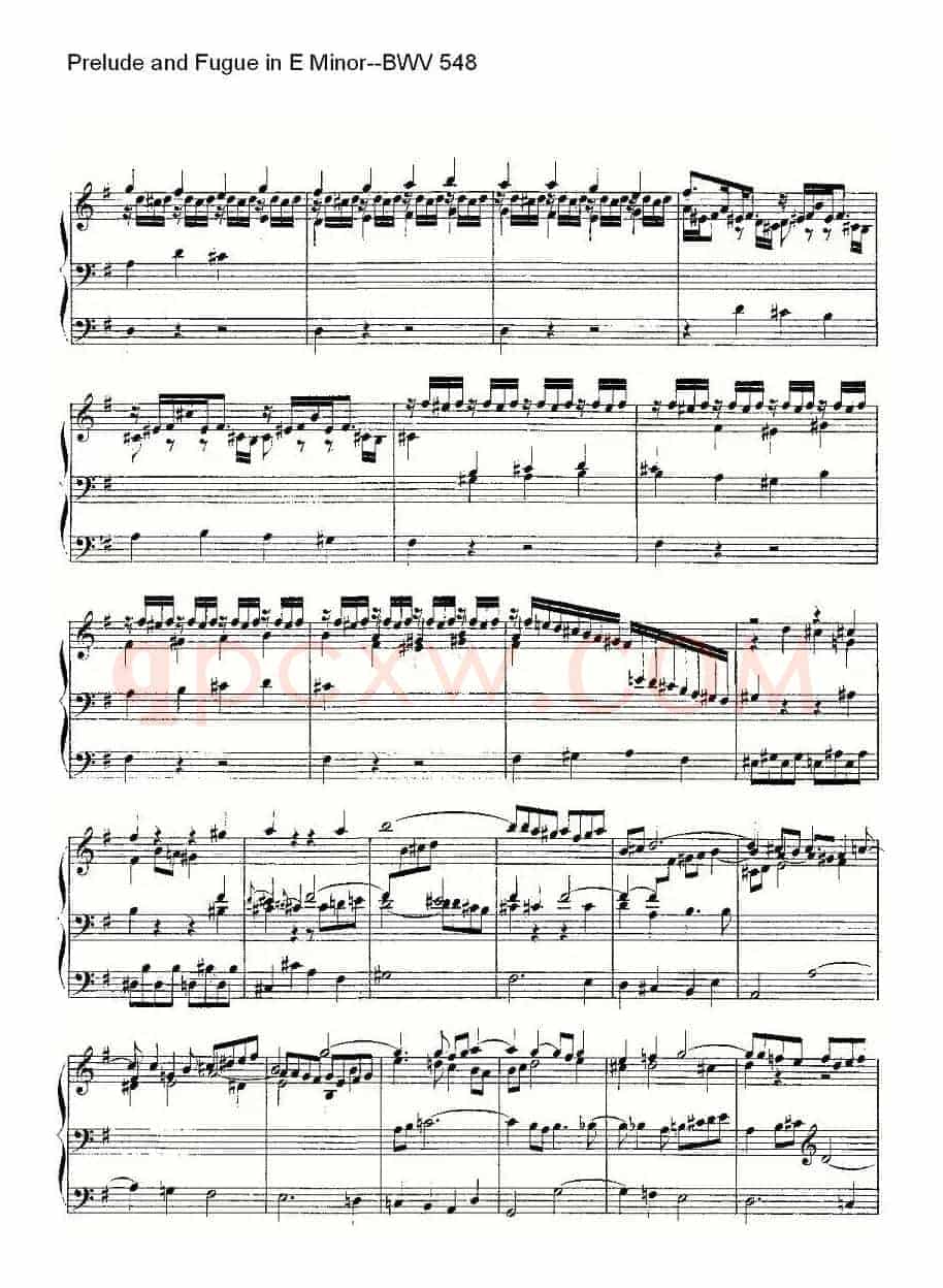 Prelude and Fugue in E Minor--BWV 548 (管风琴谱)