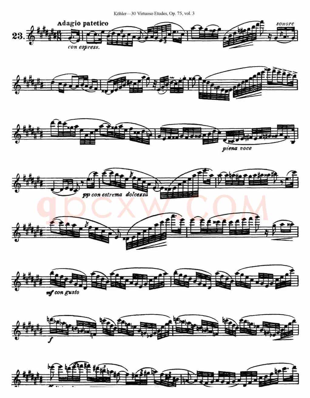 柯勒30首高级长笛练习曲作品75号（NO.23）