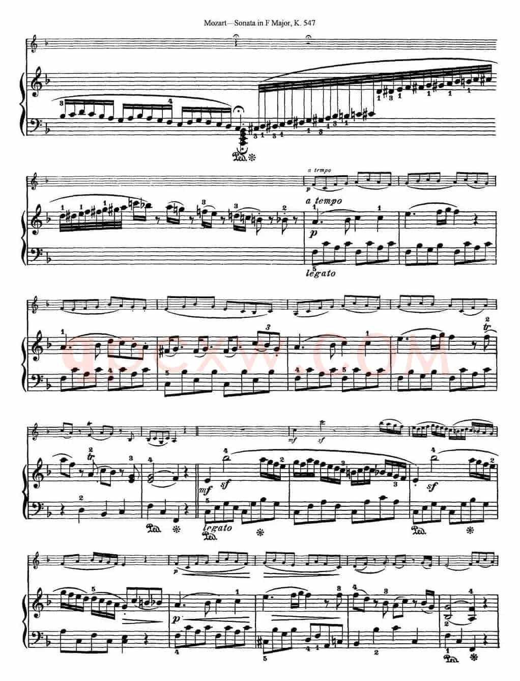 Violin Sonata in F Major K.547（小提琴+钢琴伴奏）