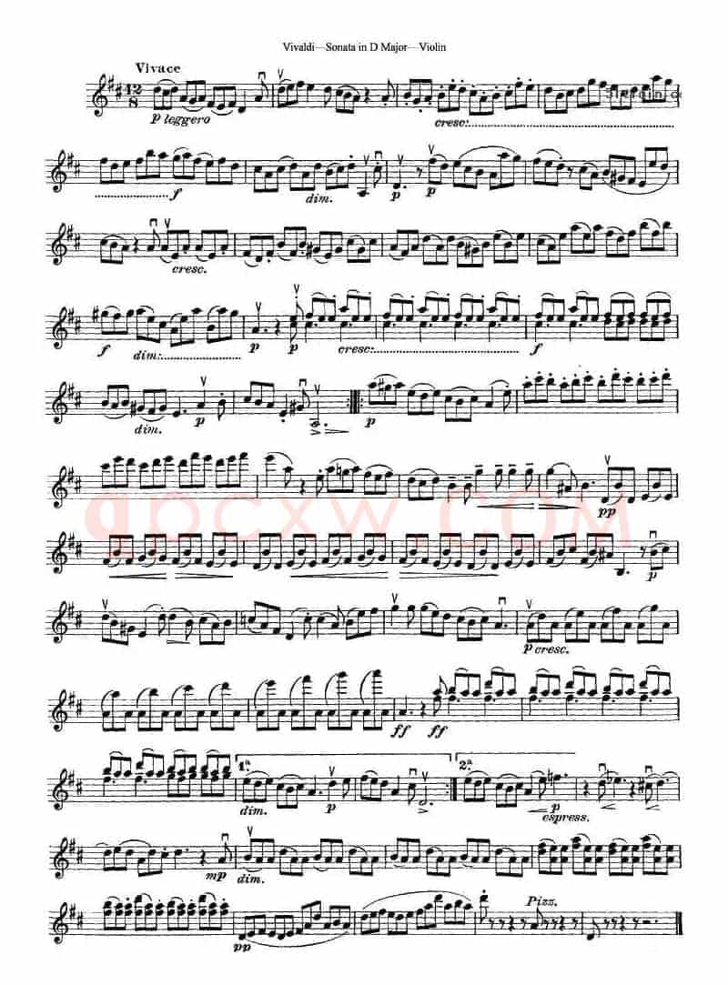 维瓦尔第D大调小提琴奏鸣曲