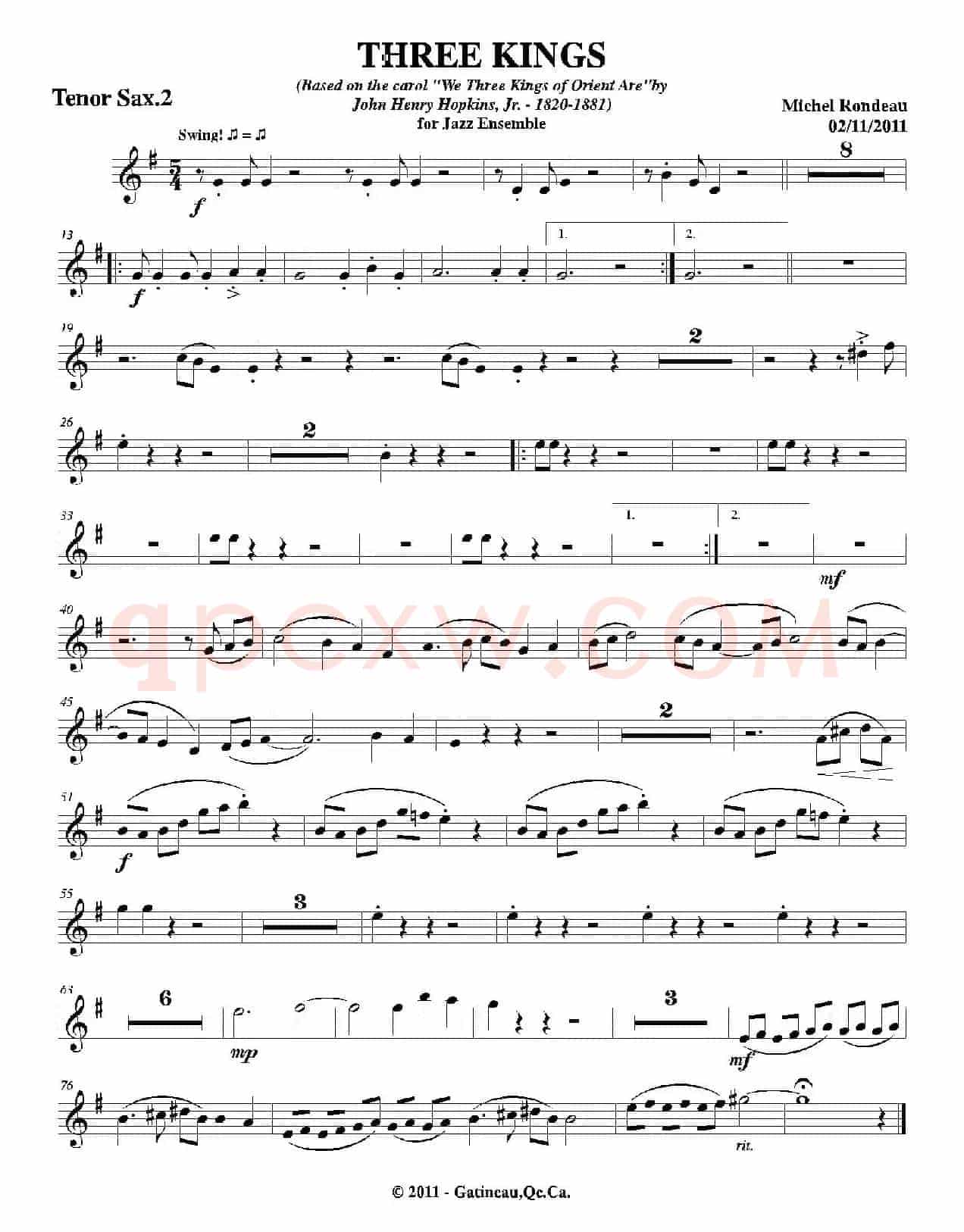 THREE KINGS（第二次中音萨克斯分谱）