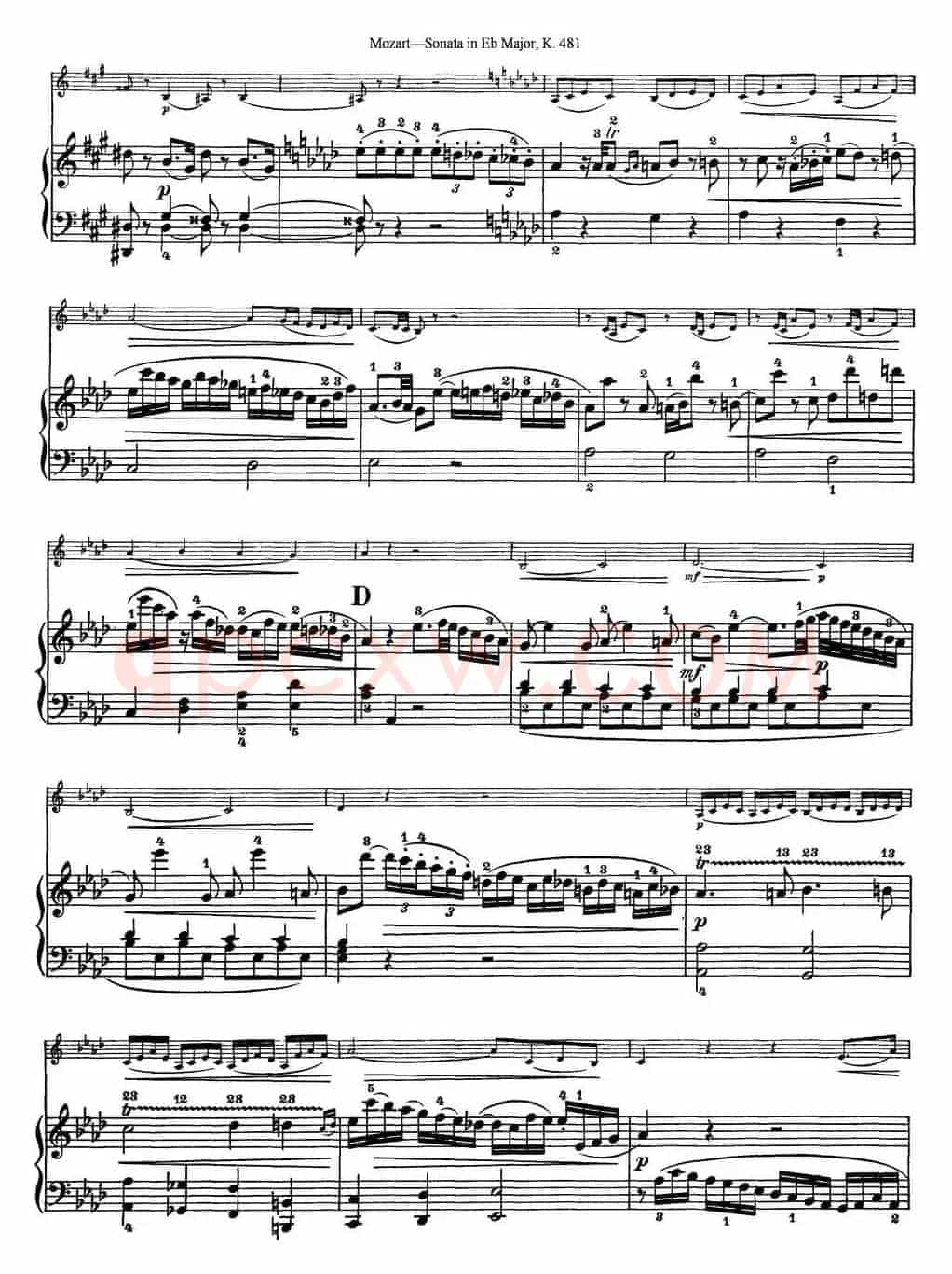 Violin Sonata in Eb Major K.481（小提琴+钢琴伴奏）