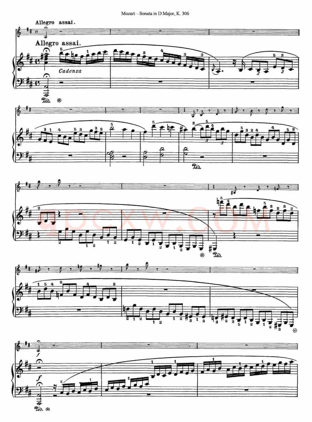 Violin Sonata in D Major K.306（小提琴+钢琴伴奏）