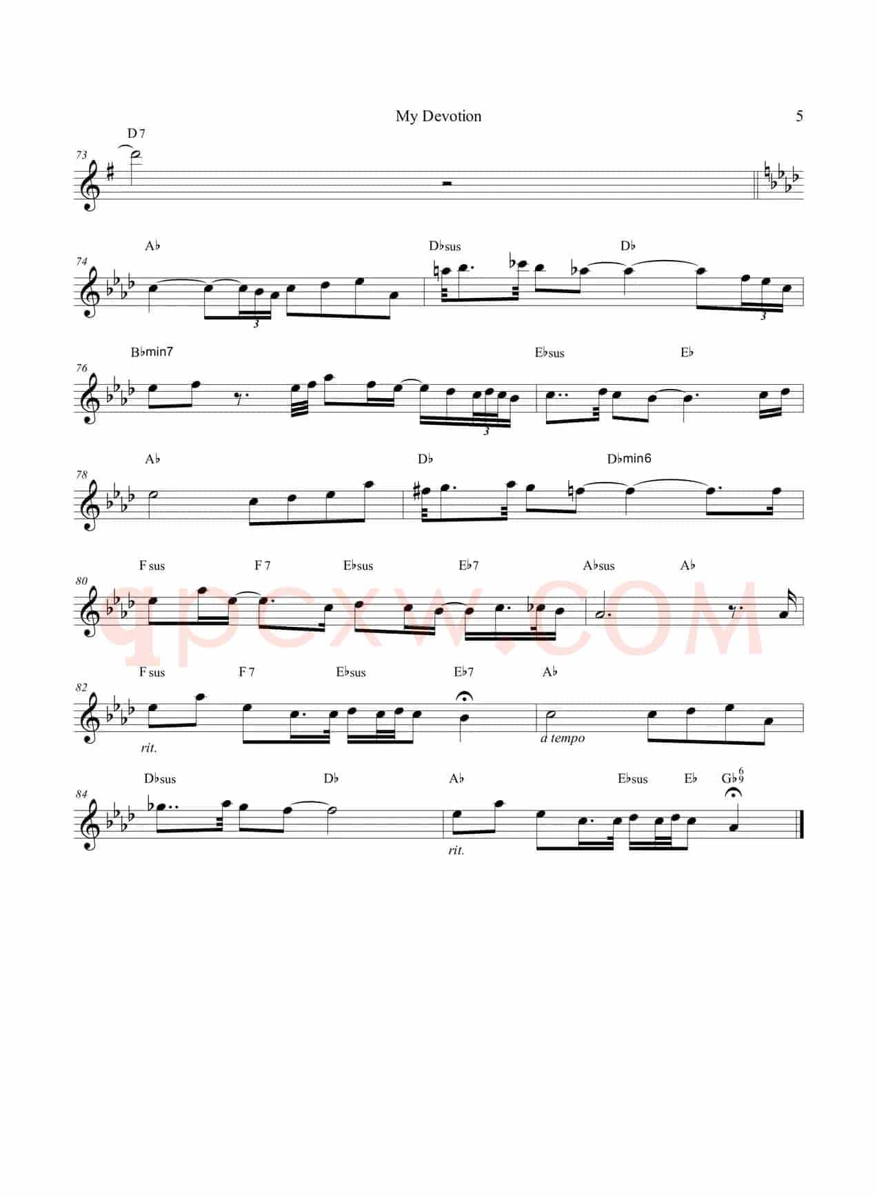 My Devotion(次中音萨克斯)