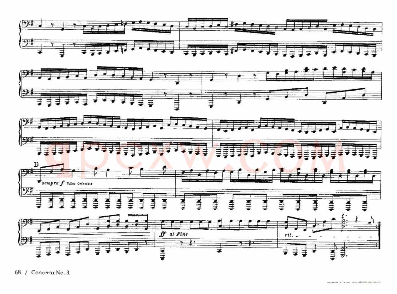 Brandenburg Concerto No.3 in G Major BWV.1048（G大调第三勃兰登堡协奏曲·四手联弹版）
