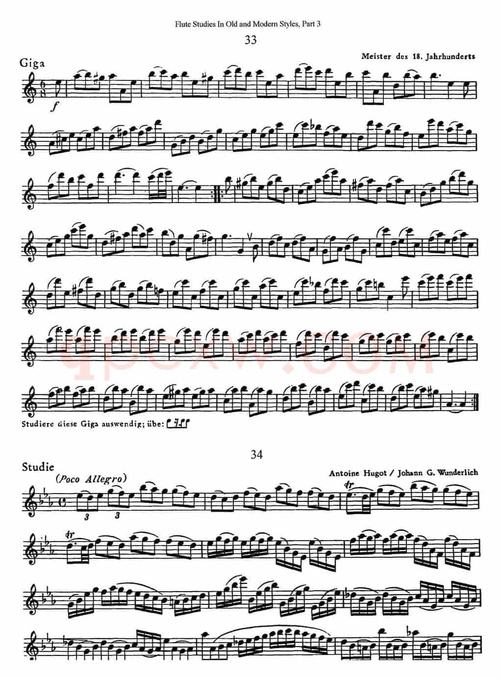 斯勒新老风格长笛练习重奏曲（第三部分）（NO.33-NO.35）