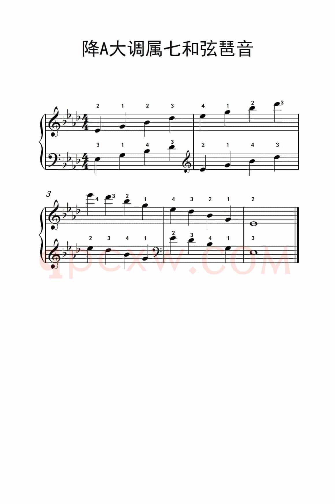 降A大调属七和弦琶音（孩子们的钢琴音阶、和弦与琶音 2）