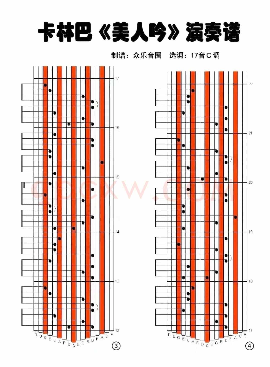 美人吟（拇指琴卡林巴琴演奏谱）