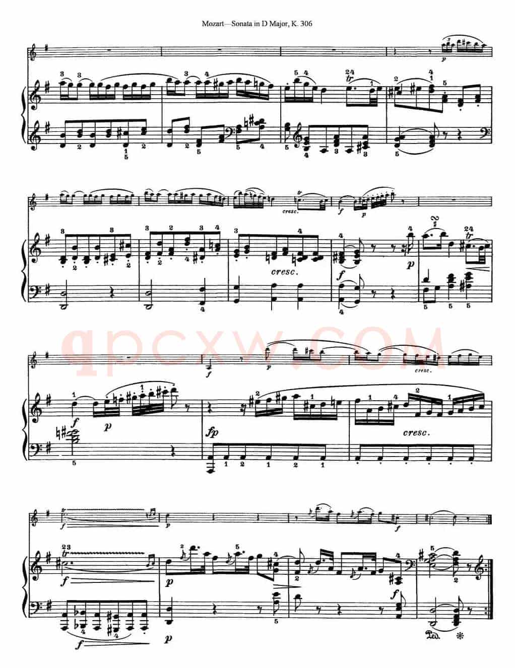 Violin Sonata in D Major K.306（小提琴+钢琴伴奏）