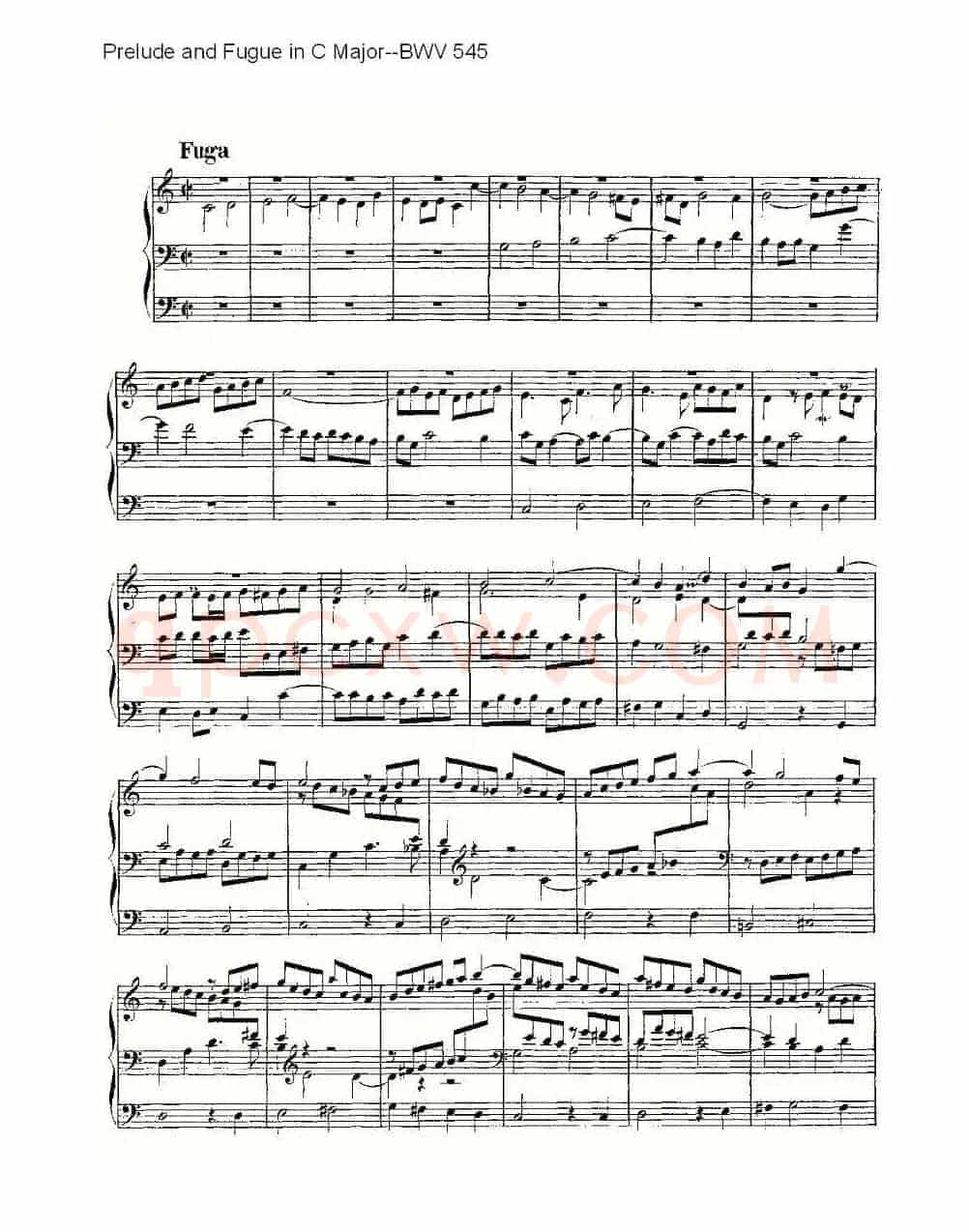 Prelude and Fugue in C Major--BWV 545 (管风琴谱)