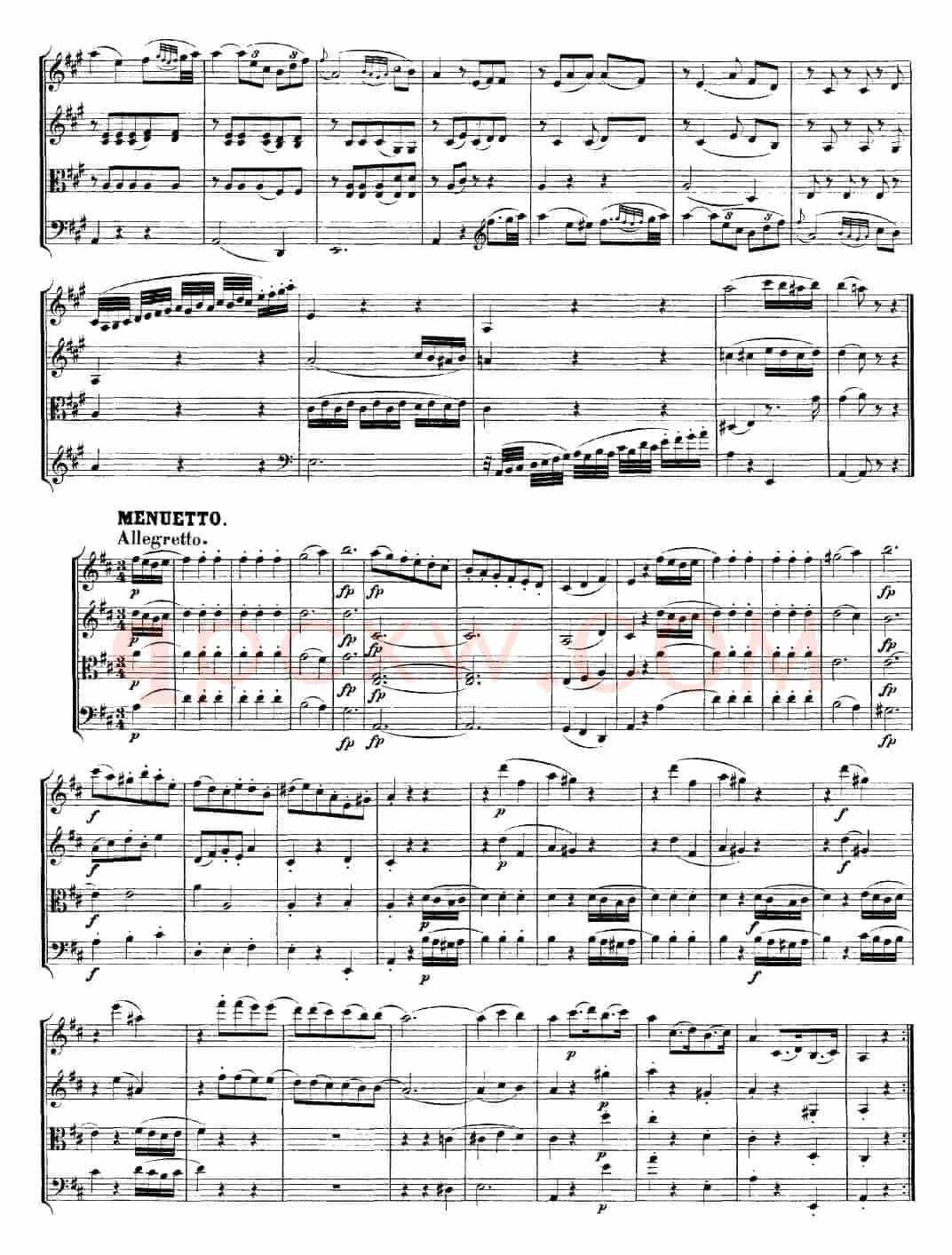 Mozart《Quartet No.21 in D Major,K.575》（总谱）