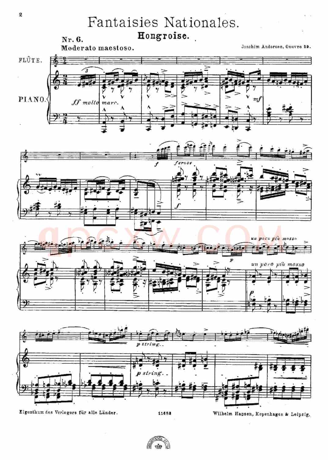 Fantaisies nationales. Hongrois.（Op.59 No.6）（长笛+钢琴伴奏）