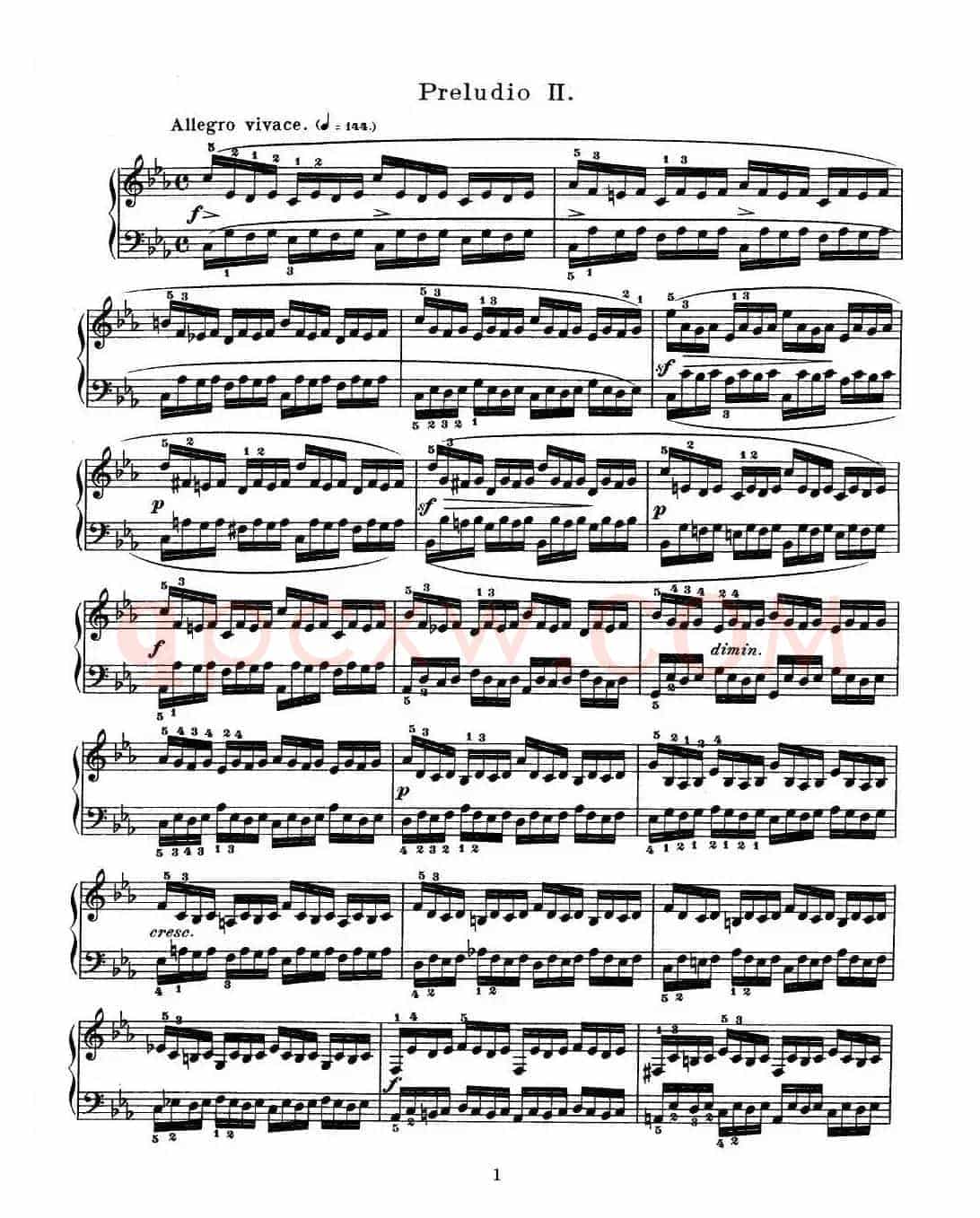 巴赫《平均律钢琴曲集》The Well Tempered Clavier（Prelude & Fugue_01）