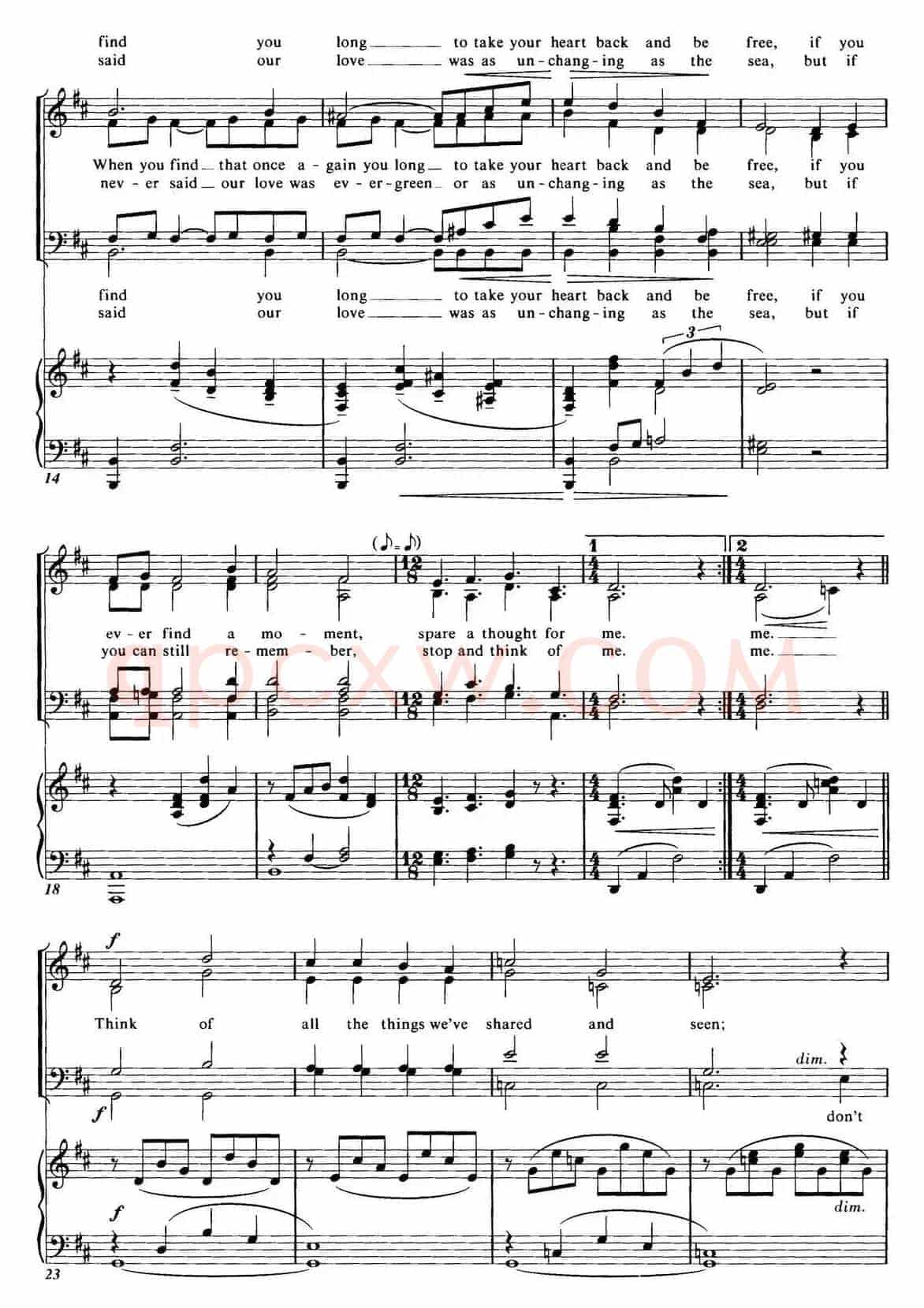 Choral Suite from The Phantom of the Opera（1 THINK OF ME、四重奏）