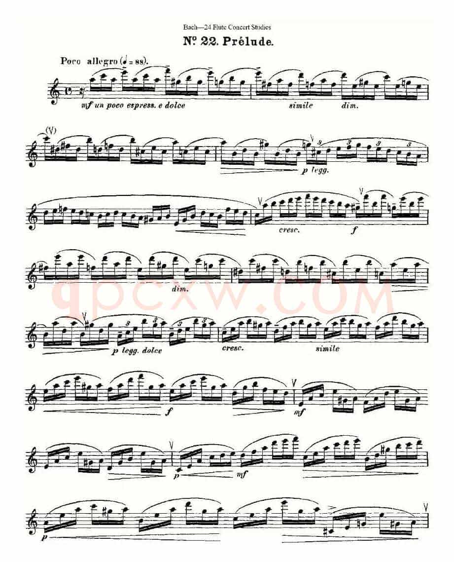 Bach-24 Flutc Concert Studies 之20—24（巴赫—24首长笛音乐会练习曲）
