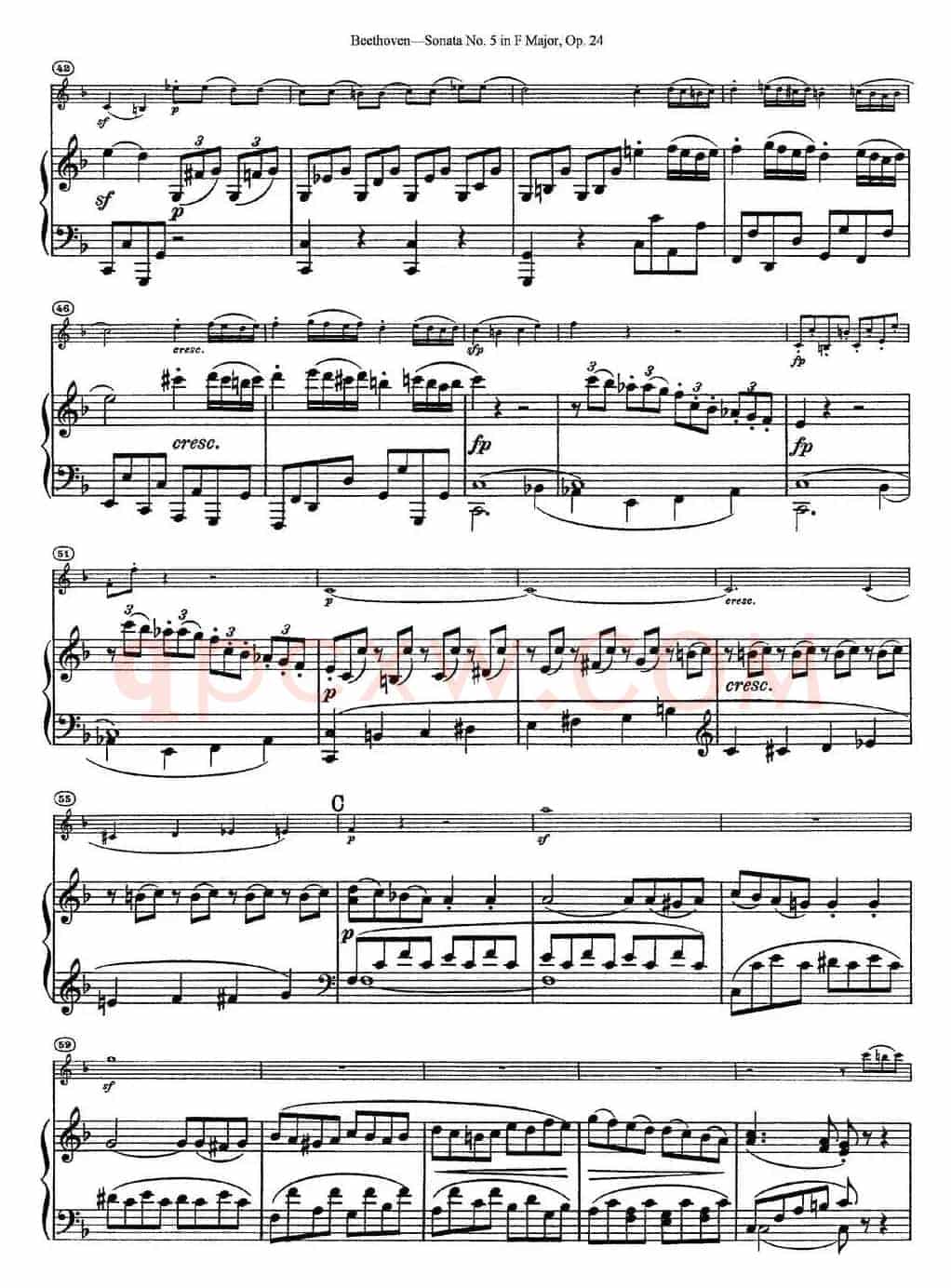 Violin Sonata No.5 in F Major Op.24（小提琴+钢琴伴奏）