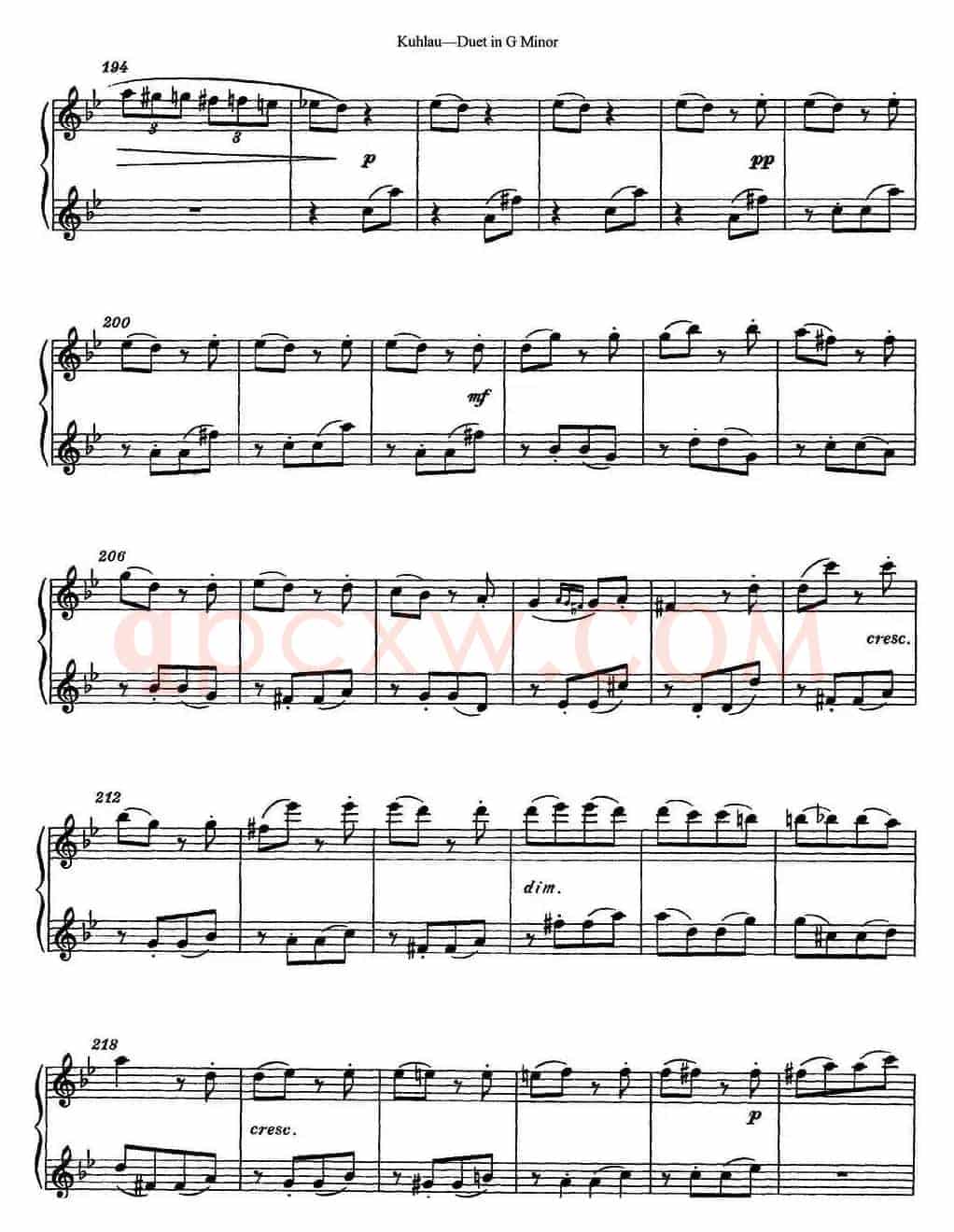 库劳g小调长笛二重奏练习曲（No.2）
