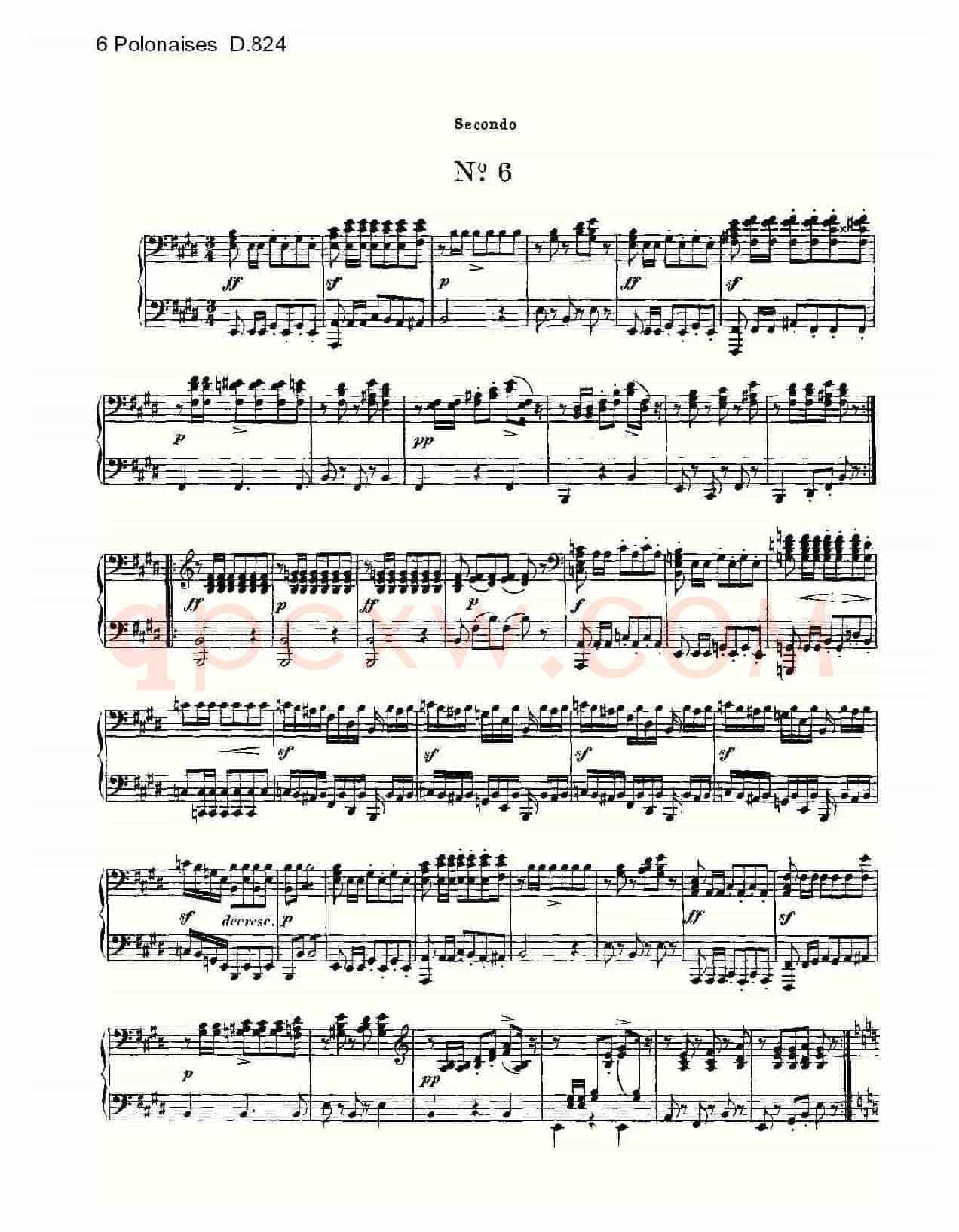 6 Polonaises D.824（6波罗乃兹舞曲 D.824）