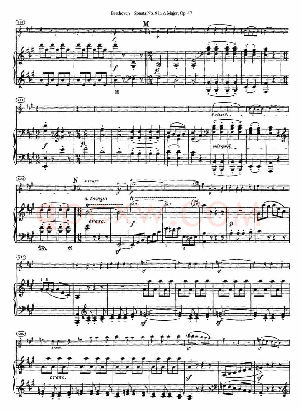 Violin Sonata No.9 in A Major Op.47（小提琴+钢琴伴奏）