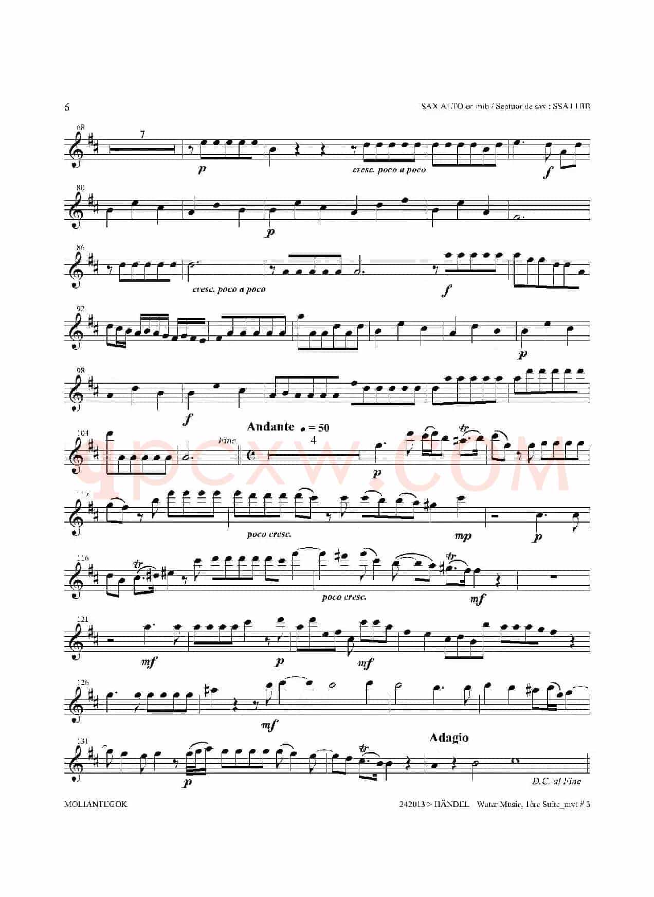 Water Music（HWV.348 No.1）（中音萨克斯）