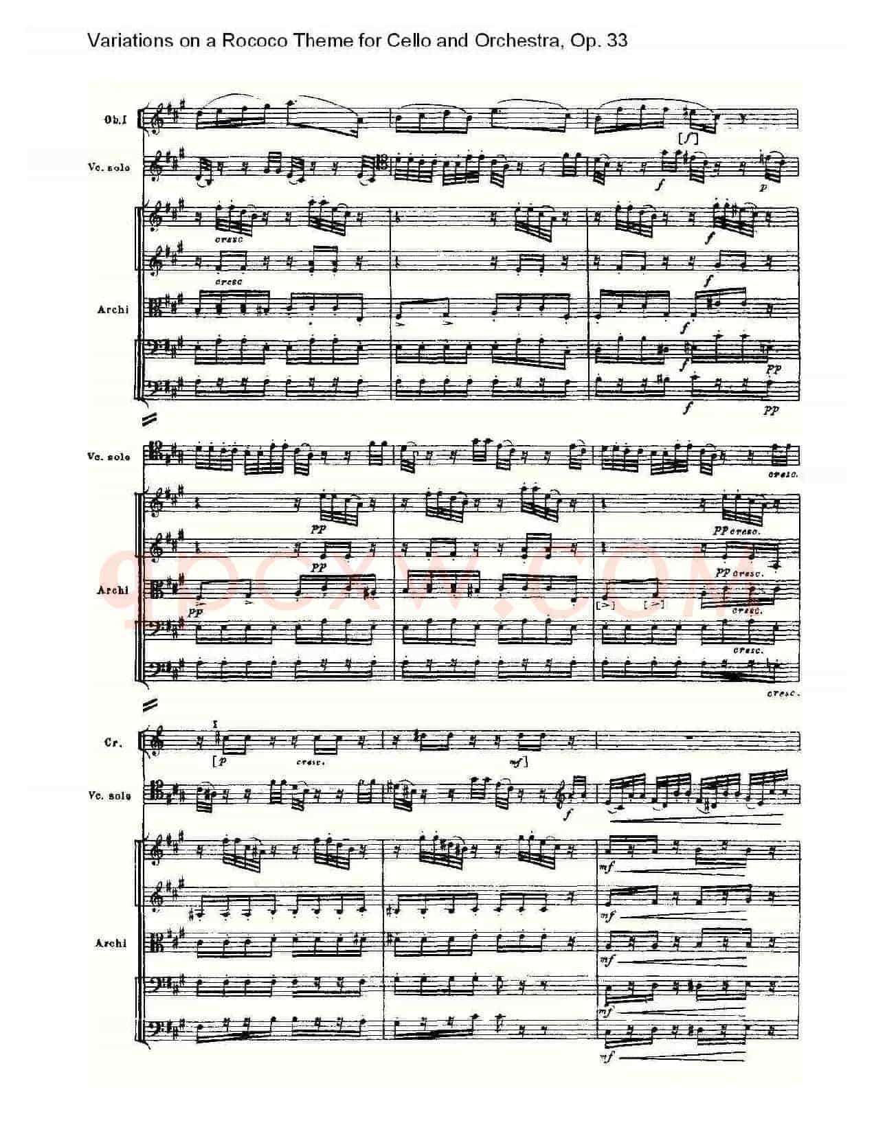 大提琴与管弦乐洛可可主题a小调变奏曲, Op.33(一)
