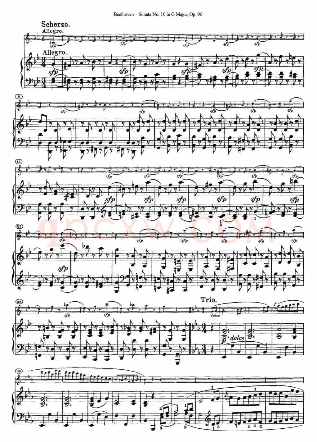 Violin Sonata No.10 in G Major Op.96（小提琴+钢琴伴奏）
