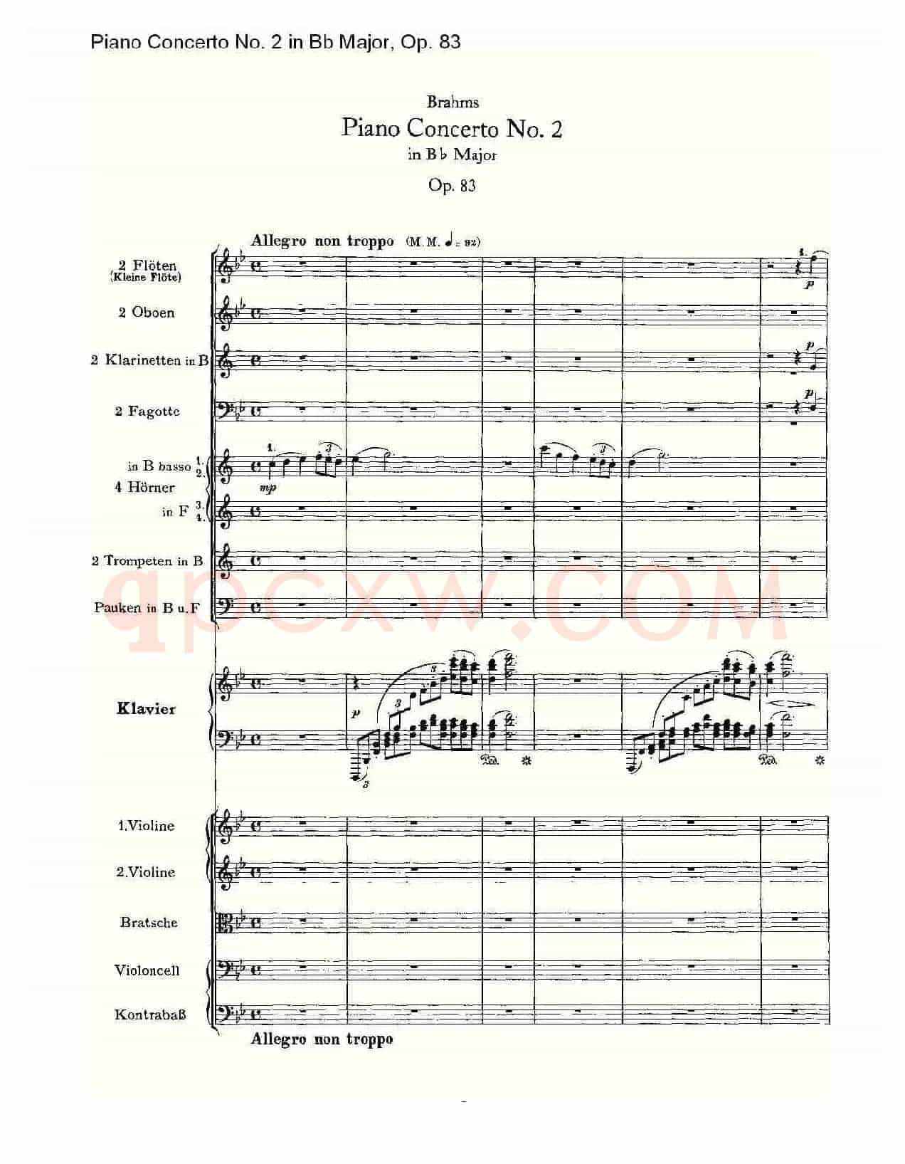 Bb大调钢琴第二协奏曲, Op.83第一乐章(一)